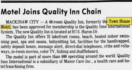 Town House Motel (Quality Inn) - May 1984 Becomes Quality Inn (newer photo)
